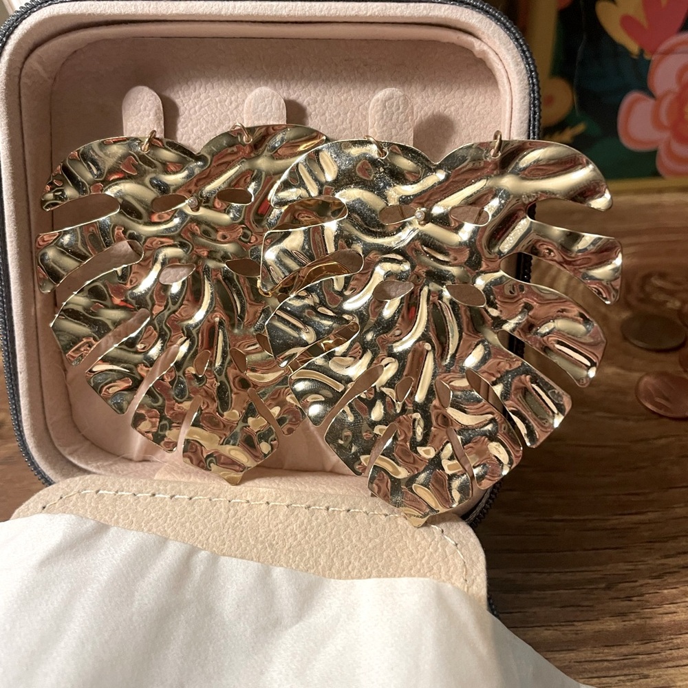Tabitha Brown x Target gold leaf earrings